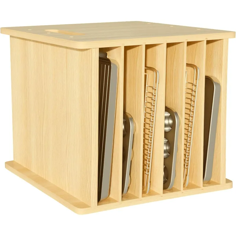 Kitchen Baking Sheet Organizer - Divisórias de bandeja de madeira de