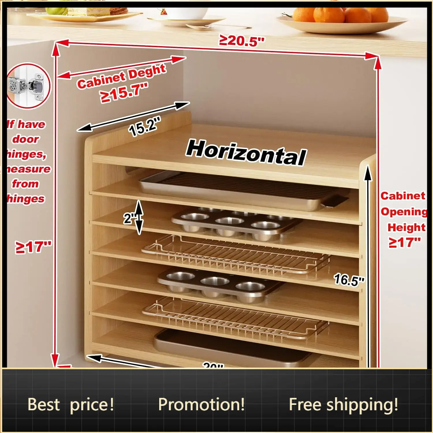 Divisórias de Madeira de 7 Nív - Kitchen Baking Sheet Organizer avaliação e preço