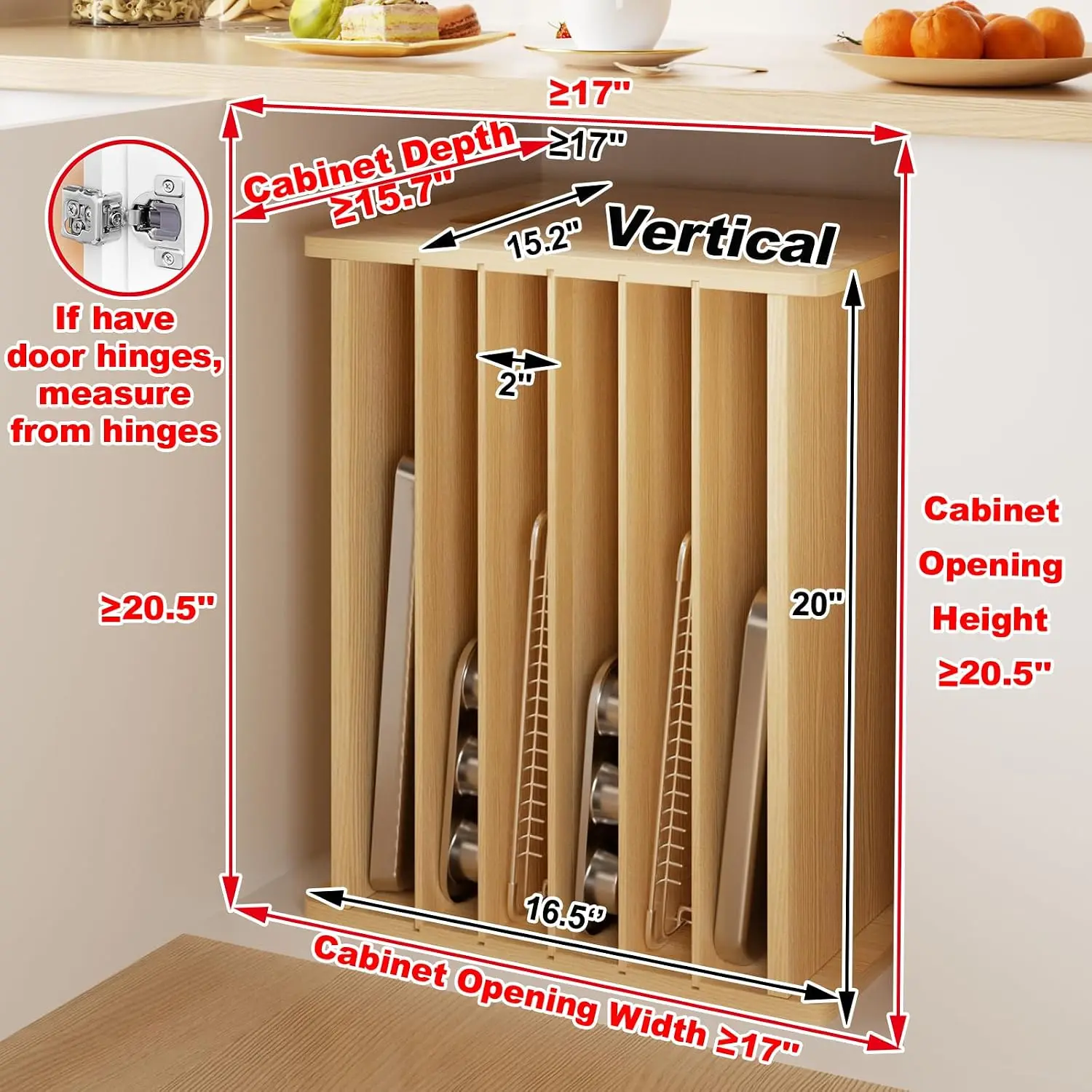 Divisórias de Madeira de 7 Nív - Kitchen Baking Sheet Organizer avaliação e preço