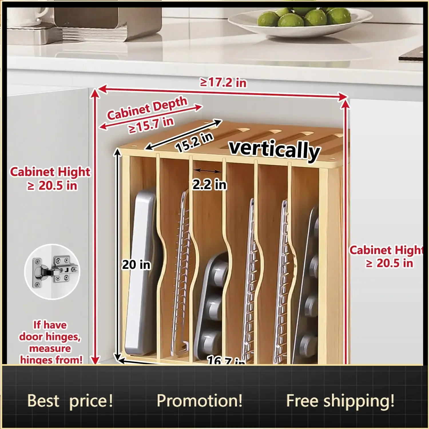 Divisórias de Madeira para Arm - Kitchen Baking Sheet Organizer avaliação e preço